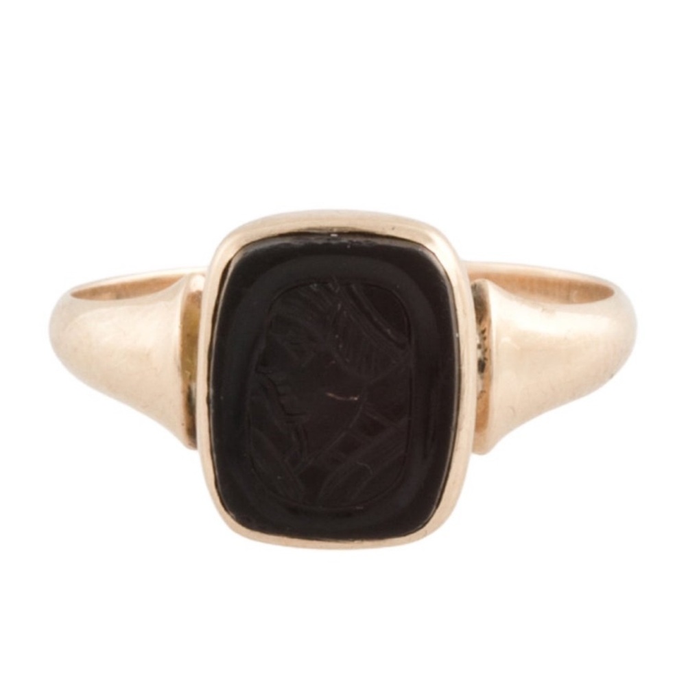 Antique Victorian 10k Gold and Sard Carved Intaglio Signet Ring 6.25 - Picture 11 of 15
